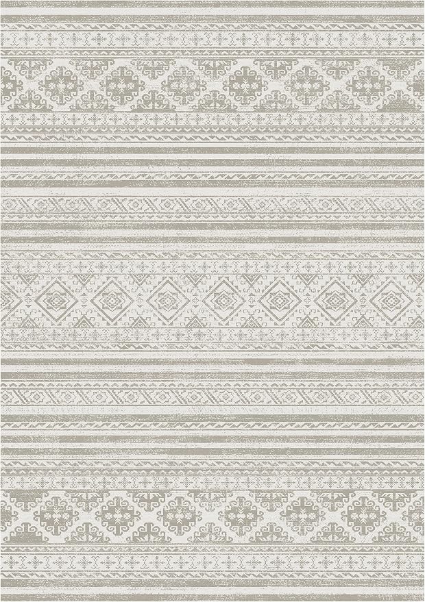 RUGSURE Washable Area Rugs 6' x 9' - 1/6 Thick - Moroccan-Inspired -Stain & Water Resistant Non-Slip - Resistant Rug for Living Room, Bedroom, Nursery, Pet & Child Friendly (Grey)