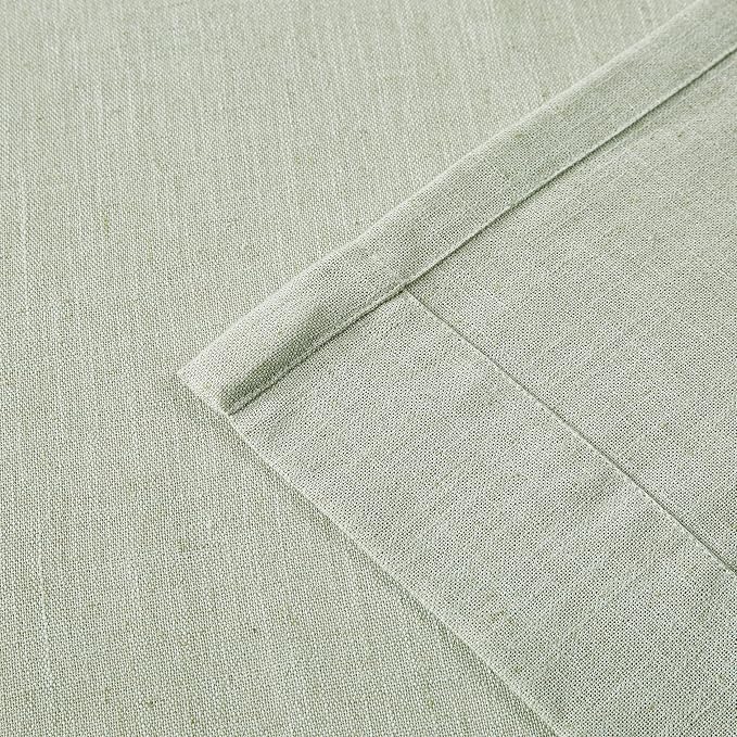 Vision Home Soft Green Pinch Pleated Semi Sheer Curtains Textured Linen Blended Light Filtering Window Curtains 95 inch for Living Room Bedroom Pinch Pleat Drapes with Hooks 2 Panels 40" Wx95 L