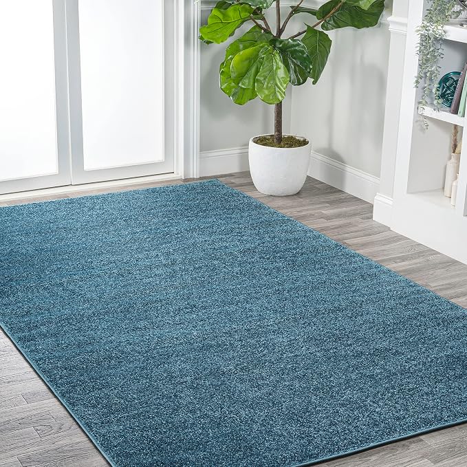 JONATHAN Y Haze Solid Low-Pile Turquoise Indoor Area Rug 9x12, Coastal,Bohemian,Minimalist,Classic, Easy-Cleaning for Living Room,Bedroom,Kitchen,Pet Friendly,Non-Shedding (SEU100H-9)