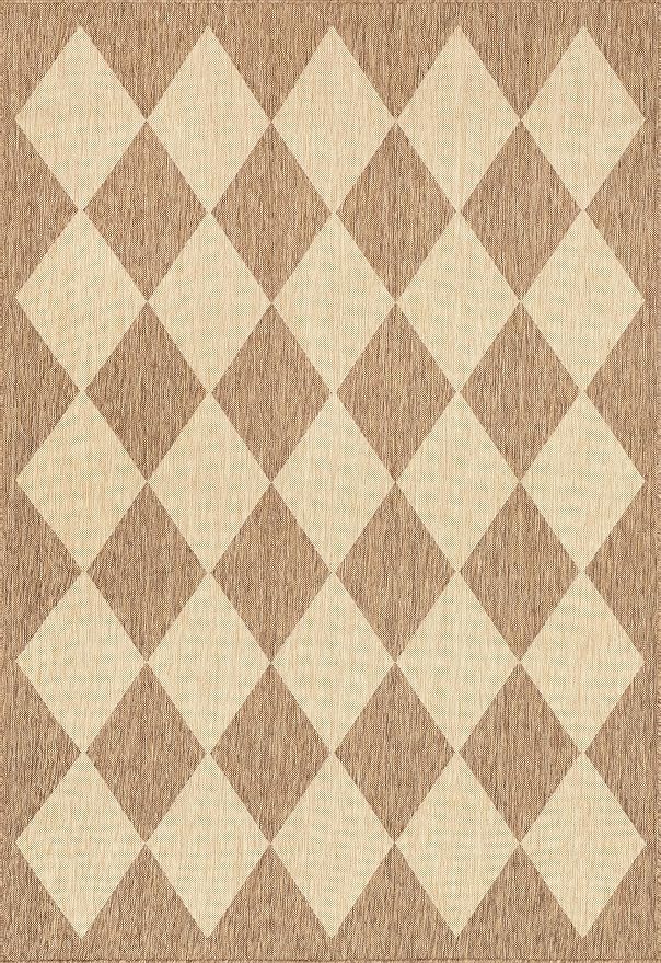 Nuloom Outdoor Performance Collection Sabina Brown/Ivory, 6'7" Square, Soft, High Traffic, Stain Resistant, Easy Clean, Durable Area Rug for Indoor/Outdoor Patio, Deck, Porch, Garden, Courtyard