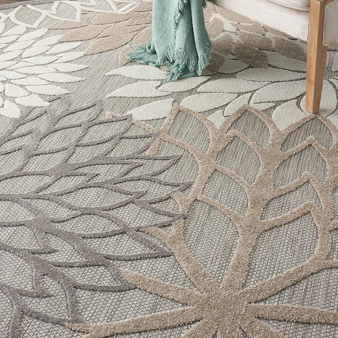 Nourison Home Aloha Natural 7'10" x Round Area Rug - Easy Clean, Non Shedding, Bed Room, Living Room, Dining Room, Kitchen (8' x Round)
