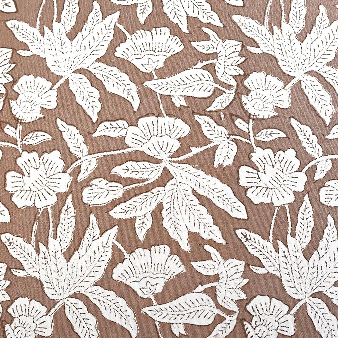 Ridhi Block Print Oak Brown Pillow Cover 24" x 24" (Pack of 2) Decorative Couch Pillows for Living Room, Farmhouse Chic Boho Cute Outdoor Pillows Covers Gifts for Spring, Mother's Day
