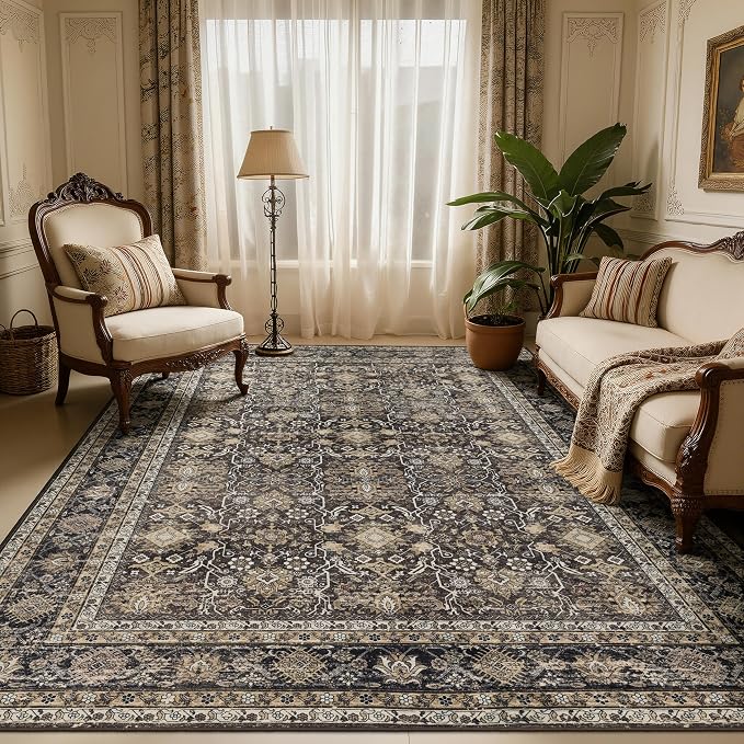 Ruaruarug Area Rug 5'×7', Non Slip Machine Washable Ultra Soft Stain & Fade Resistant, Pet & Kids Friendly, for Living Room/Bedroom/Kitchen/Classroom, Copper