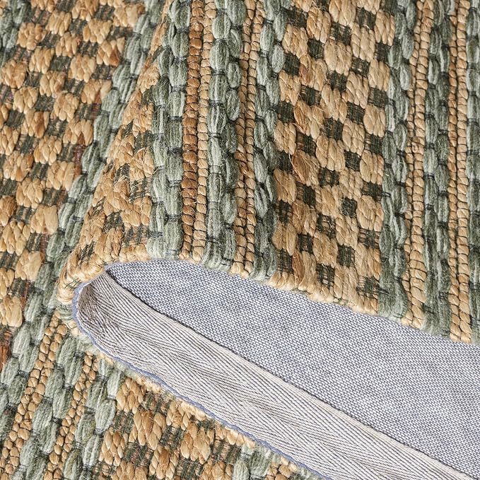 Martha Stewart X SAFAVIEH Collection Area Rug - 5' x 8', Natural & Green, Handmade Wool & Jute, Ideal for Living Room, Bedroom, Dining Space (MSR9528Y)