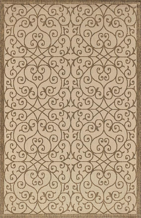 JONATHAN Y Vintage Filigree Indoor Outdoor Area Rug 9X12 Beige/Brown, Madrid Textured Weave for Backyard, Patio, Porch, Easy-Cleaning, High Traffic, Pet-Friendly, Non-Shedding (SMB107B-9)