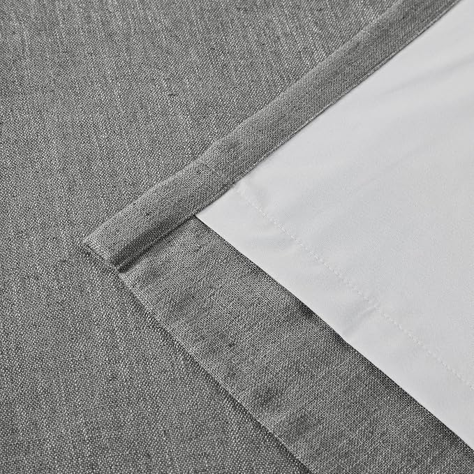 Vision Home Pinch Pleated Dark Grey Blackout Curtains 90 inch Linen Blended Room Darkening Drapes with Thermal Insulation & Back Tab Hooks for Bedroom Living Room, 40" Wx90 L 2 Panels