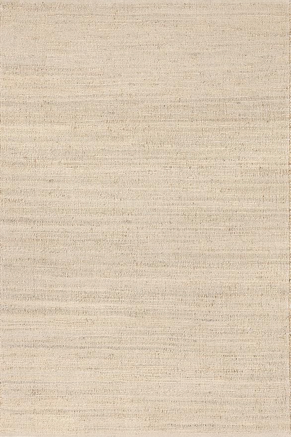 nuLOOM 3x5 Elfriede Jute & Cotton Hand Woven Area Rug, Natural, Solid Rustic Farmhouse Style, Weaved Design, Natural Fiber, For Bedroom, Living Room, Dining Room, Hallway, Office, Entryway