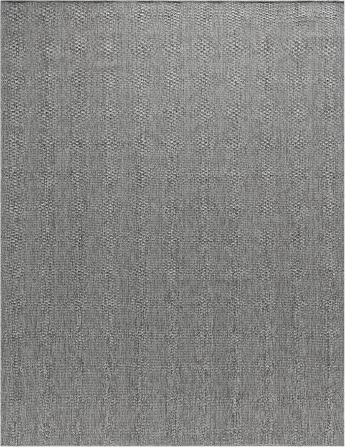 Angela Easy Jute Indoor Outdoor Rug, 8x10 Natural Solid Jute Look, Polyester, Durable & Easy Care Outdoor Farmhouse Carpet for Patio, Porch, Living Room (8' x 10', Gray)