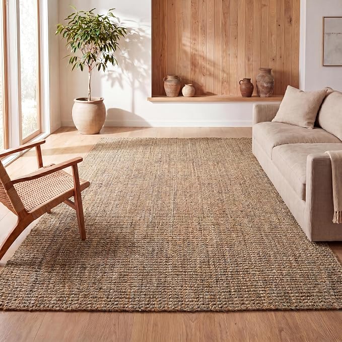 JONATHAN Y Biot Handwoven Jute Solid Natural Indoor Area Rug, 4x6, Traditional, Rustic, Farmhouse, Coastal, Easy-Cleaning for Living Room, Bedroom, Kitchen, Non-Shedding (NRF104A-4)