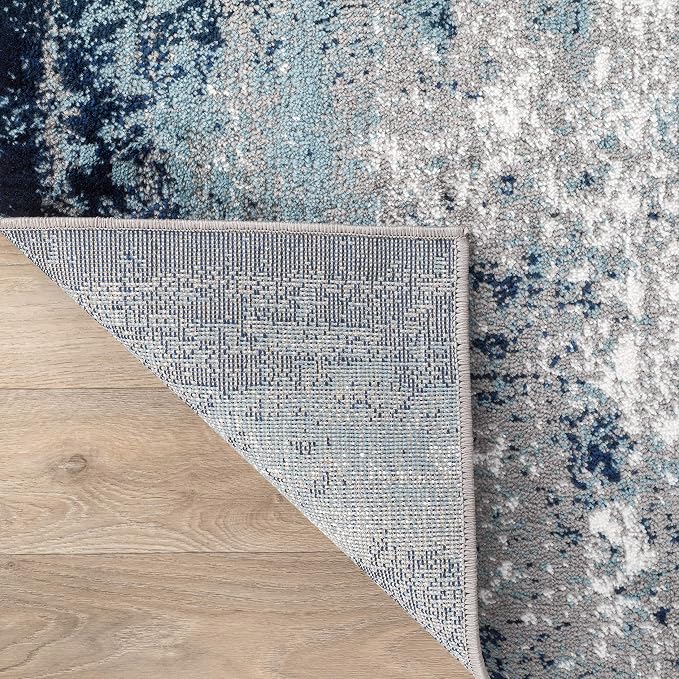 Rugshop Watercolor Distressed Modern Bohemian Runner Rug Blue 2'7" x 6'