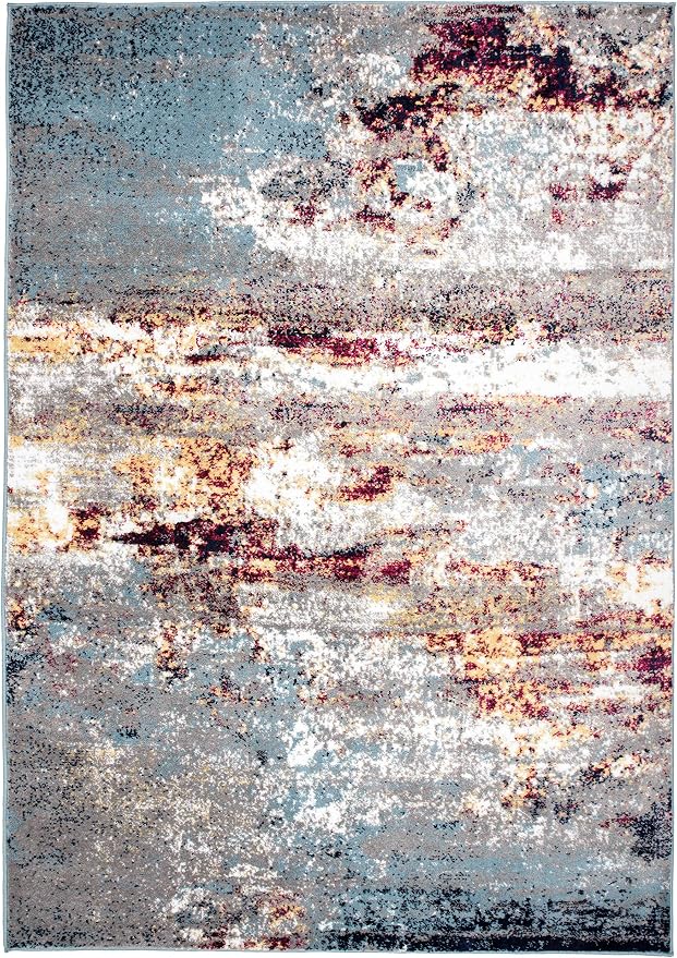 Rugshop Watercolor Distressed Modern Bohemian Area Rug Multi 7'10" x 10'