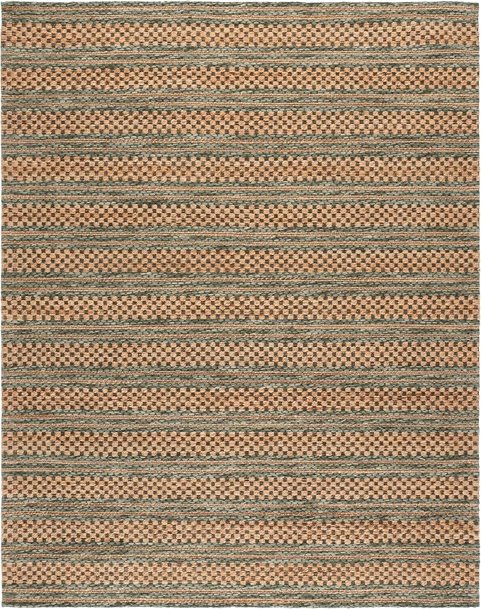 Martha Stewart X SAFAVIEH Collection Area Rug - 9' x 12', Natural & Green, Polyester Handmade Wool & Jute, Ideal for Living Room, Bedroom, Dining Space (MSR9528Y)