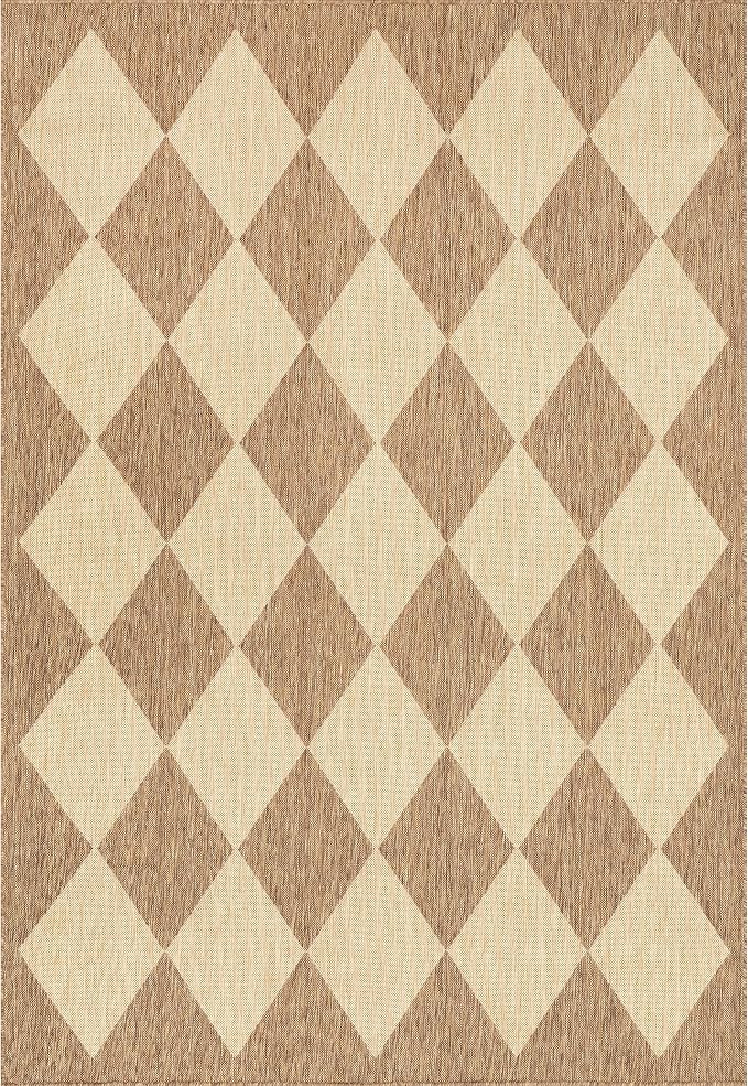 Nuloom Outdoor Performance Collection Sabina Brown/Ivory, 8' Square, Soft and Cozy, High Traffic, Stain Resistant, Easy Clean, Durable Area Rug for Indoor/Outdoor Patio, Deck, Porch, Garden, Courtyard