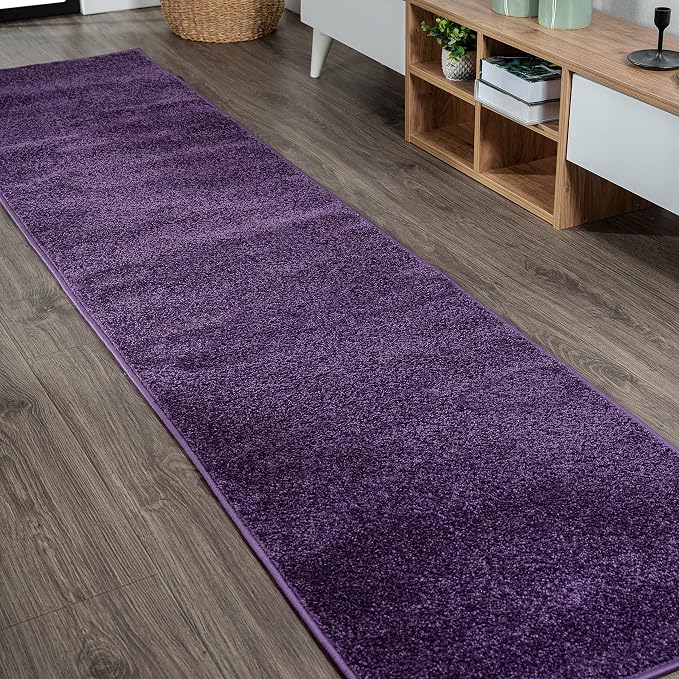 JONATHAN Y Haze Solid Low-Pile Purple Runner Rug 2x14, Coastal,Bohemian,Minimalist,Classic, Easy-Cleaning for Living Room,Bedroom,Kitchen,Pet Friendly,Non-Shedding (SEU100N-214)