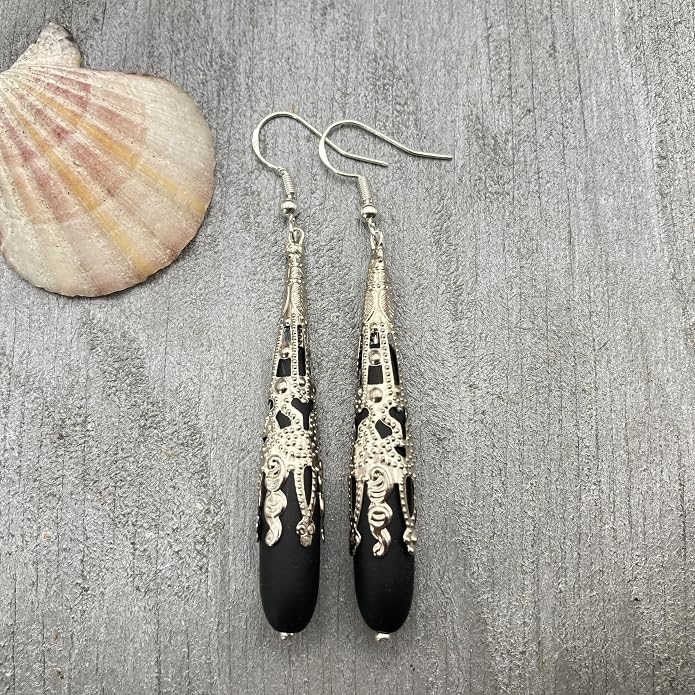 Handmade Sea Glass Earrings, Hawaiian Jewelry for Women, Long Teardrop Earrings Beach Jewelry, Sea Glass Jewelry For Women Birthday Gift For Her