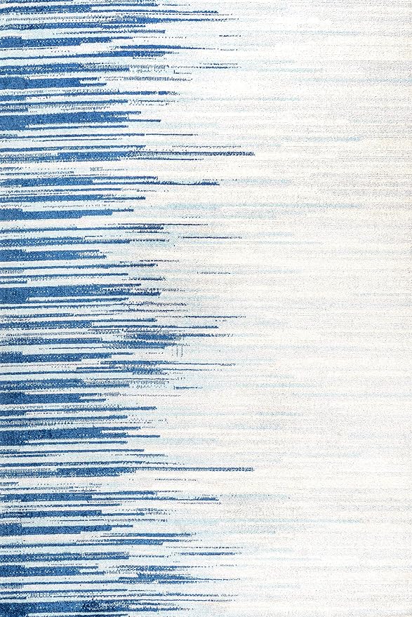 JONATHAN Y Linear Modern Half-Stripe Blue/Cream Indoor Area Rug, 5x8, Contemporary, Transitional, Easy-Cleaning for Living Room, Bedroom, Kitchen, Pet Friendly, Non-Shedding (CTP112A-5)