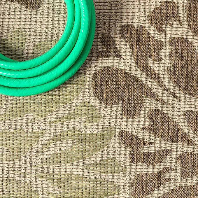 JONATHAN Y Floral Textured Weave Indoor Outdoor Runner Rug 2X10 Sage/Brown, Zinnia Modern for Backyard, Patio, Porch, Easy-Cleaning, High Traffic, Pet-Friendly, Non-Shedding (SMB110A-210)