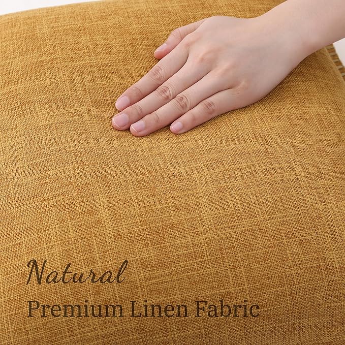 decorUhome Bronze Faux Linen Outdoor Throw Pillow Covers 24x24 Set of 2 | Fall Decorative Textured Neutral Modern Farmhouse Pillow Covers with Stitched Edge for Couch Sofa Bed Living Room