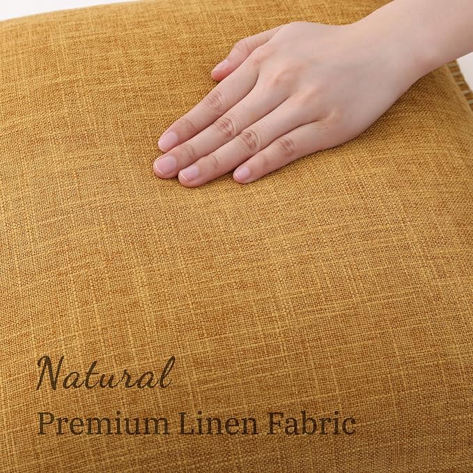 decorUhome Bronze Faux Linen Outdoor Throw Pillow Covers 26x26 Set of 2 | Fall Decorative Textured Neutral Modern Farmhouse Pillow Covers with Stitched Edge for Couch Sofa Bed Living Room