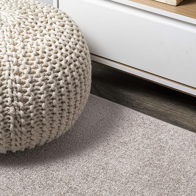JONATHAN Y Haze Solid Low-Pile Beige 8' Round Indoor Area Rug, Coastal,Bohemian,Minimalist,Classic, Easy-Cleaning for Living Room,Bedroom,Kitchen,Pet Friendly,Non-Shedding (SEU100G-8R)