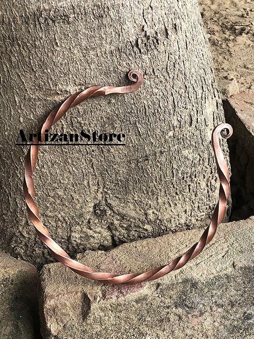 ARTIZANSTORE Hand Forged Iron Torc | Viking Torque Necklace for Men | Authentic Medieval Design | Historical Craftsmanship | Ideal Gift for History Enthusiasts