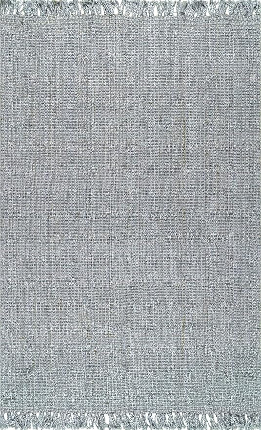 Nuloom Daniela Grey, 6' x 9', Handmade, Jute, Tassel, Soft and Textured, High Traffic, Stain Resistant, Easy Clean, Durable Area Rug for Bedroom, Living Room, Dining Space, Foyer, Entryway