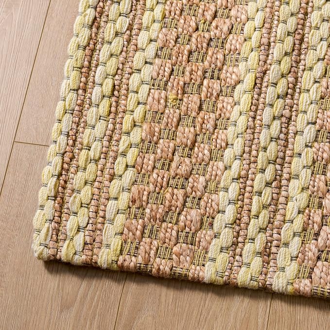 Martha Stewart X SAFAVIEH Collection Area Rug - 5' x 8', Natural & Yellow, Handmade Wool & Jute, Ideal for Living Room, Bedroom, Dining Space (MSR9528D)