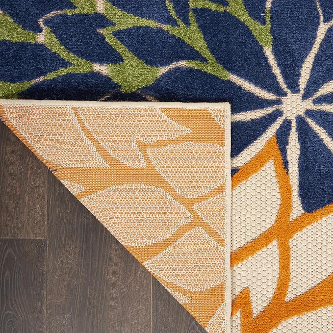 Nourison Home Aloha Indoor/Outdoor Multicolor 2'3'' x 8' Area--Rug, Tropical, Botanical, Easy--Cleaning, Non Shedding, Bed Room, Living Room, Dining Room, Deck, Backyard, Patio (2x8)