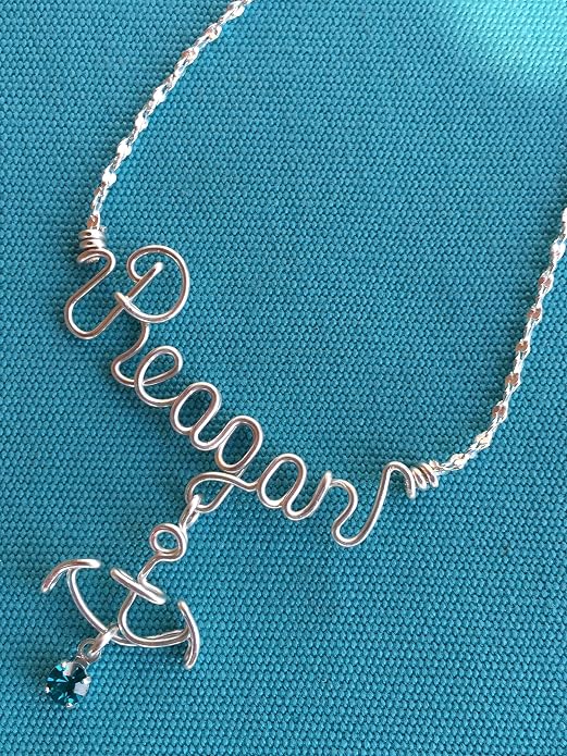 Personalized Nautical Necklace or Anklet~Silver or Gold~Anchor~Sailing~Charm w/Birthstone~Any Name~Handcrafted Custom Jewelry