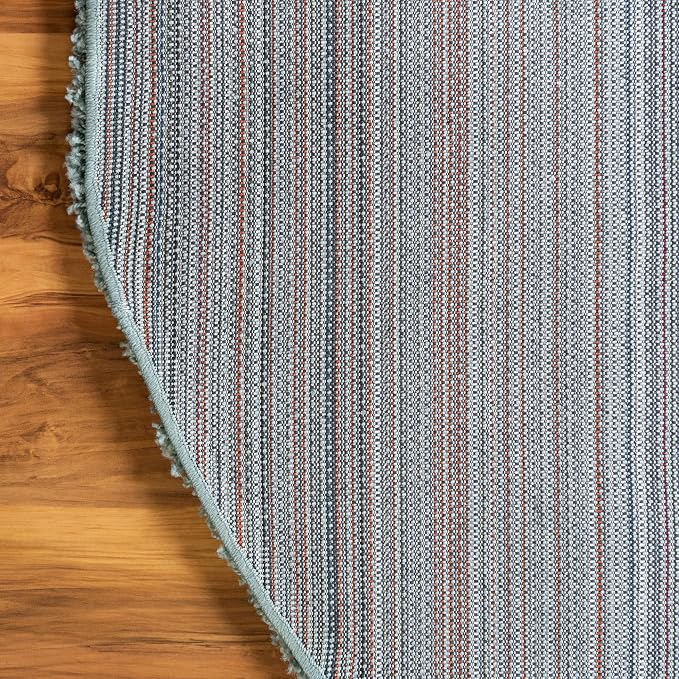 Unique Loom Solid Shag Collection Area Rug (5' 1" x 8' Oval, Light Slate Blue)