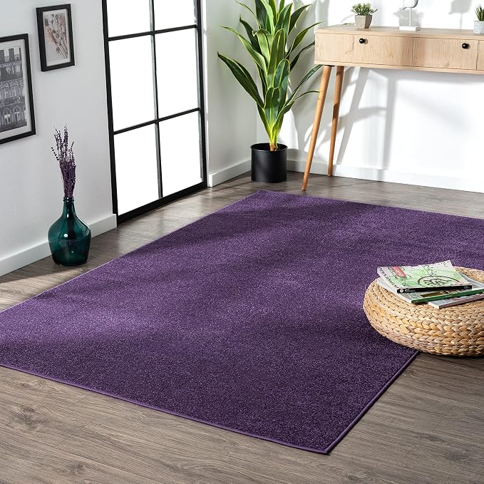 JONATHAN Y Haze Solid Low-Pile Purple Indoor Area Rug 8x10, Coastal,Bohemian,Minimalist,Classic, Easy-Cleaning for Living Room,Bedroom,Kitchen,Pet Friendly,Non-Shedding (SEU100N-8)