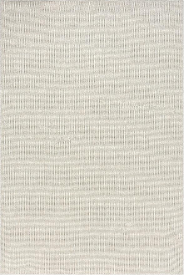 Angela Easy Jute Indoor Outdoor Rug, 6x9 Natural Solid Jute Look, Polyester, Durable & Easy Care Outdoor Farmhouse Carpet for Patio, Porch, Living Room (6' x 9', Ivory)