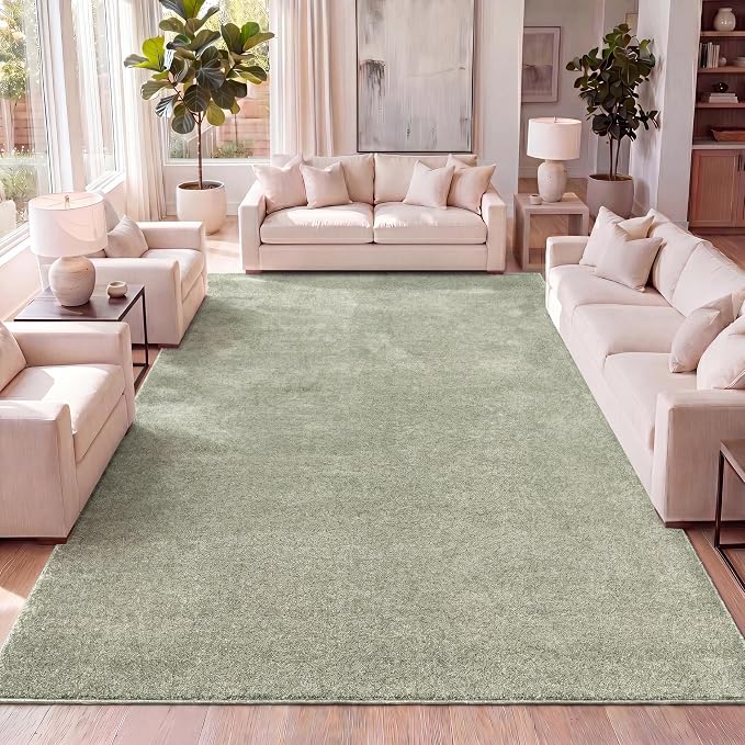 JONATHAN Y Haze Solid Low-Pile Green Indoor Area Rug 10x14, Coastal,Bohemian,Minimalist,Classic, Easy-Cleaning for Living Room,Bedroom,Kitchen,Pet Friendly,Non-Shedding (SEU100O-14)