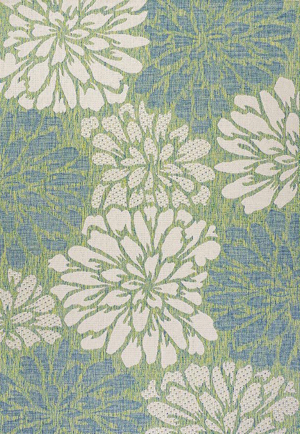JONATHAN Y Floral Textured Weave Indoor Outdoor Area Rug 5X8 Cream/Green, Zinnia Modern for Backyard, Patio, Porch, Easy-Cleaning, High Traffic, Pet-Friendly, Non-Shedding (SMB110D-5)