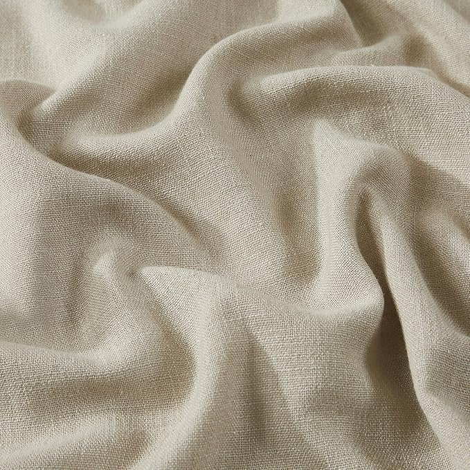 Vision Home Sand Pinch Pleated Semi Sheer Curtains Textured Linen Blended Light Filtering Window Curtains 102 inch for Living Room Bedroom Patio Pinch Pleat Drapes with Hooks 1 Panel 60" Wx102 L
