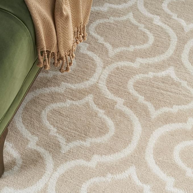 Nourison Home Jubilant Contemporary Beige 7'10" x 9'10" Area -Rug, Easy -Cleaning, Non Shedding, Bed Room, Living Room, Dining Room, Kitchen (8x10)