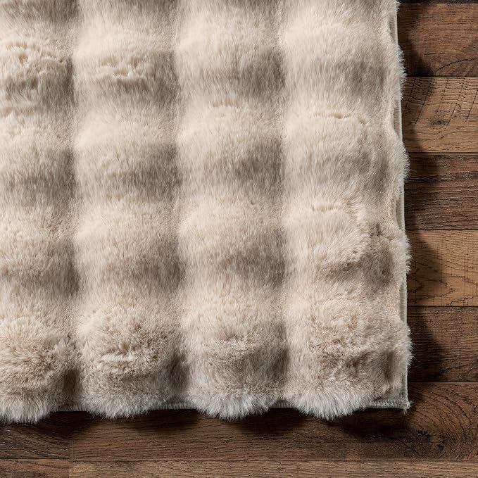 nuLOOM 5' x 8' Cozy Plush Area Rug, Machine Washable, Non-Slip, Soft Fluffy Shag Carpet for Living Room Bedroom Kids Room Nursery Home Decor, Jeni Beige