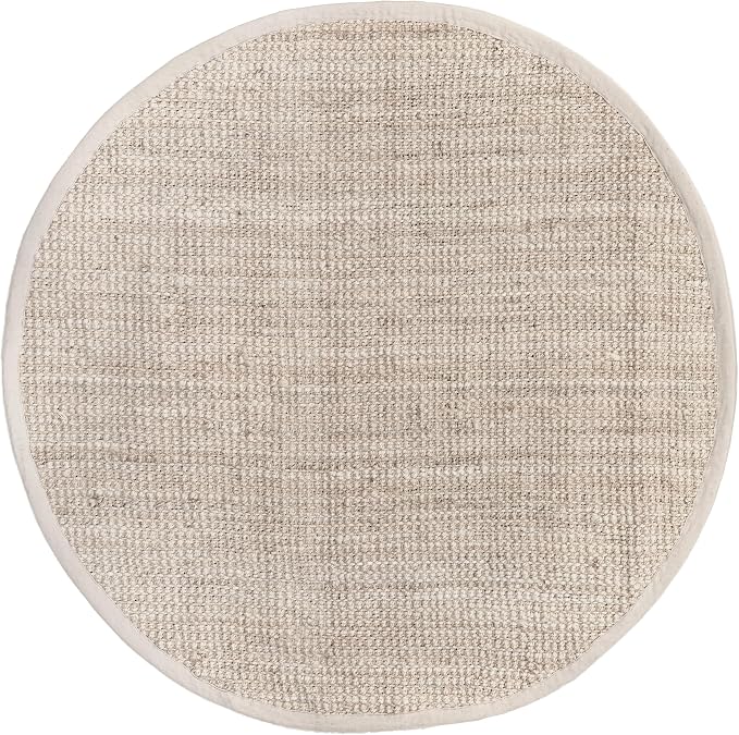 nuLOOM Ashli Solid Farmhouse Jute Area Rug, 4' Round, Off-white
