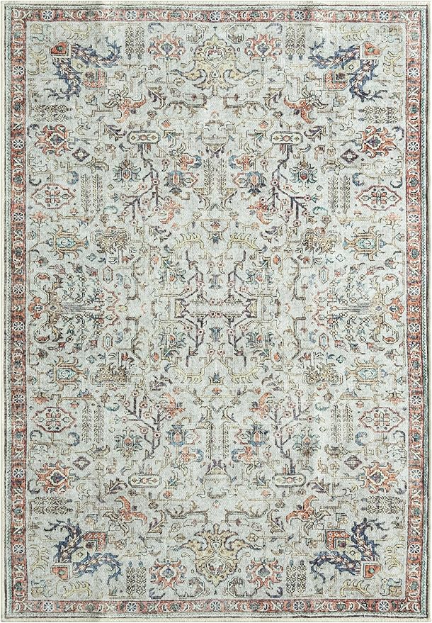 Keen Home Design 48"x72" Rug - Machine Washable Area Rug with Non-Slip Backing, Ideal for Living Room, Dining Room, Bedroom - Vintage, Easy Clean, Durable, Low Pile Rug - (4' x 6')