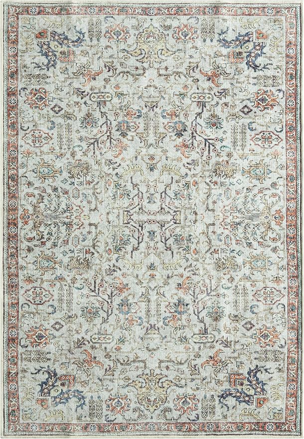 Keen Home Design 5x7 Rug - Machine Washable Area Rug with Non-Slip Backing, Ideal for Living Room, Dining Room, Bedroom - Vintage, Easy Clean, Durable, Low Pile Rug - (5' x 7')