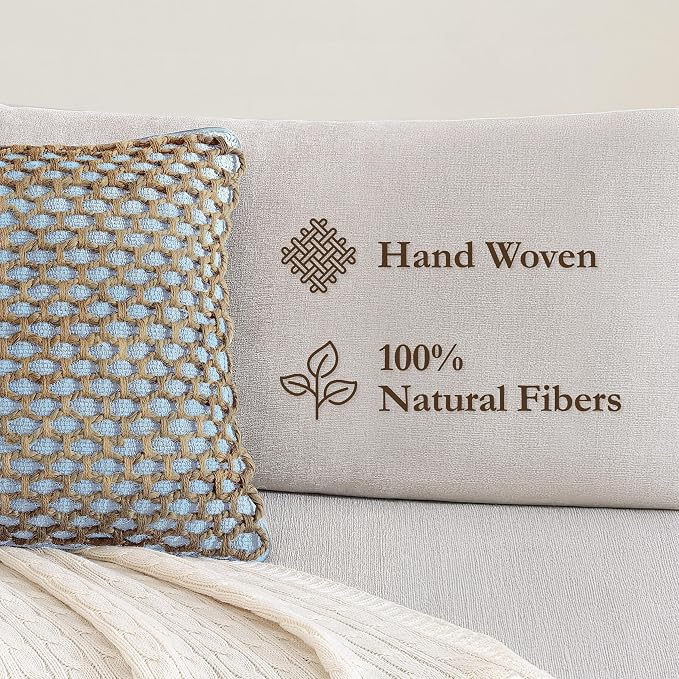 Boho Living 18x18 Light Blue Throw Pillow Covers Pillow Insert not Included - Boho Pillow Covers Only, Pack of 2