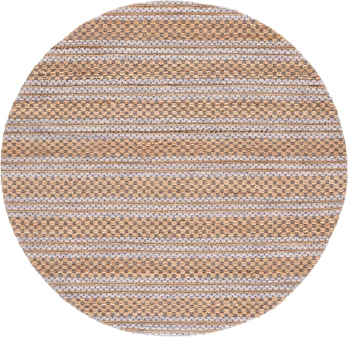 Martha Stewart X SAFAVIEH Collection Area Rug - 6' Round, Natural & Grey, Handmade Wool & Jute, Ideal for Living Room, Bedroom, Dining Space (MSR9528F)