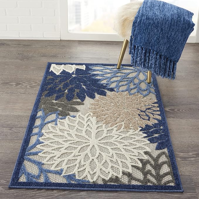 Nourison Home Aloha 2'8" x 4' Blue/Multicolor Outdoor Indoor/Outdoor Rug