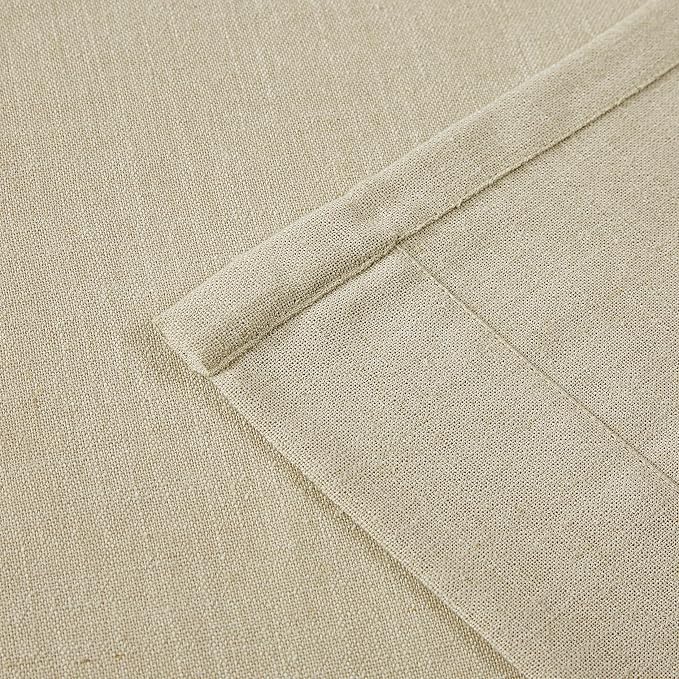 Vision Home Sand Pinch Pleated Semi Sheer Curtains Textured Linen Blended Light Filtering Window Curtains 84 inch for Living Room Bedroom Pinch Pleat Drapes with Hooks 2 Panels 40" Wx84 L,Camel Beige