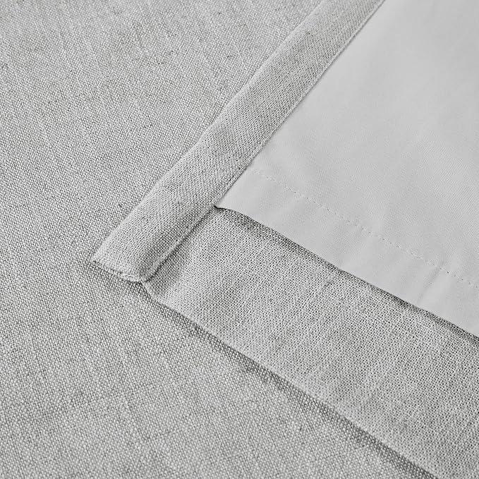 Vision Home Light Grey Pinch Pleated Full Blackout Curtains Linen Blended Room Darkening Curtain Panels 84 inch for Living Room Bedroom Thermal Insulated Pinch Pleat Drapes with Hooks 40" Wx84 Lx2