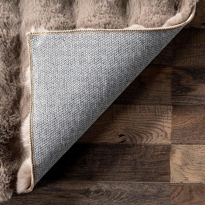 nuLOOM Jeni Taupe Checkered Washable Area Rug, 5' x 8'
