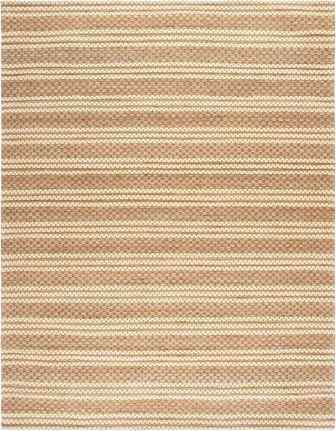 Martha Stewart X SAFAVIEH Collection Area Rug - 8' x 10', Natural & Yellow, Handmade Wool & Jute, Ideal for Living Room, Bedroom, Dining Space (MSR9528D)