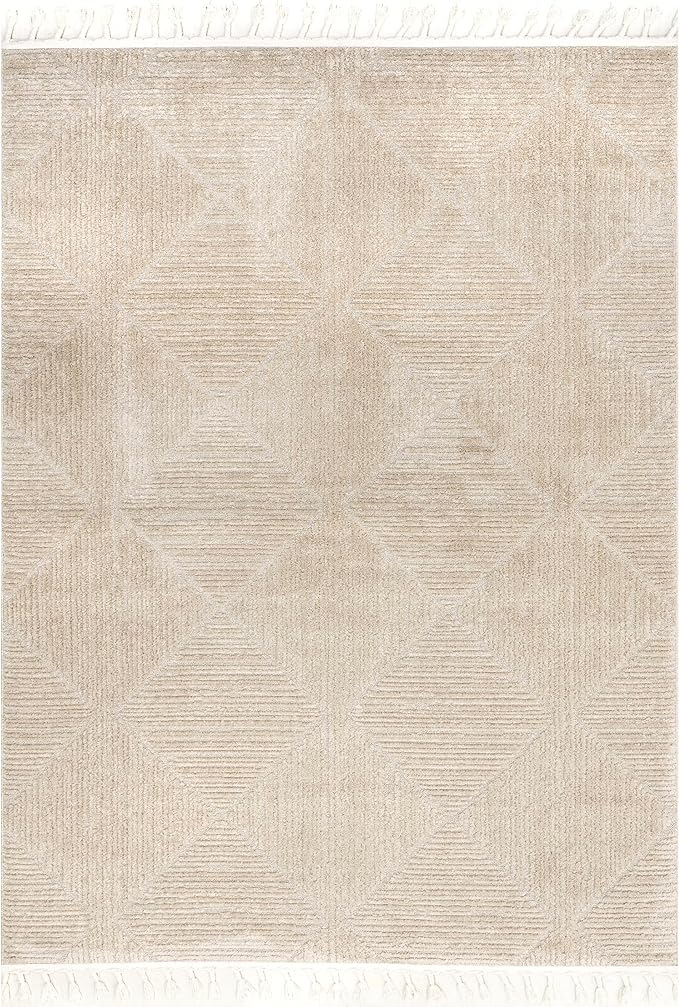 Nuloom Kerry Beige, 4' x 6', Geometric, Soft and Cozy, High Traffic, Stain Resistant, Easy Clean, Durable Area Rug for Bedroom, Living Room, Dining Space, Den, Foyer, Entryway