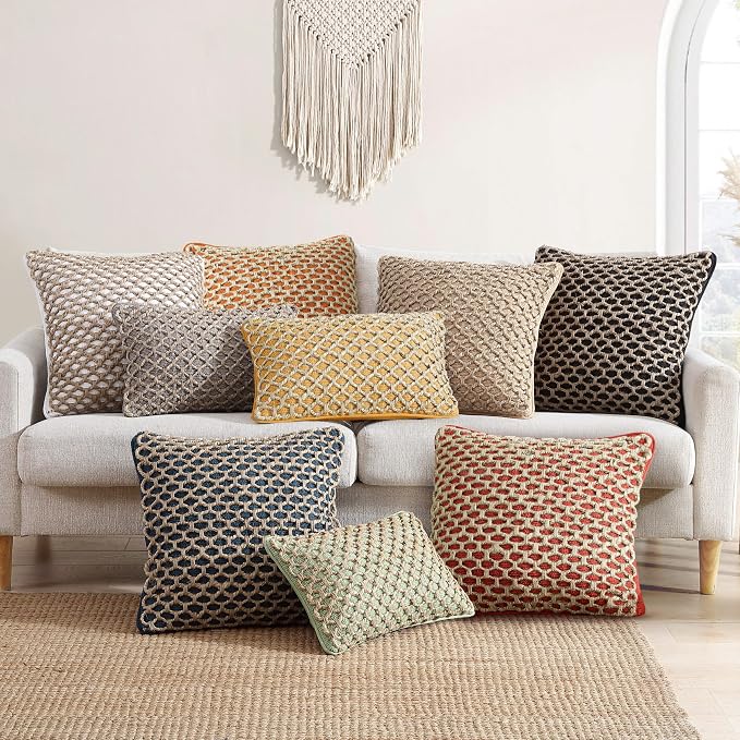 Boho Living 18x18 Grey Throw Pillow Covers with Pillow Insert Included, Pack of 2