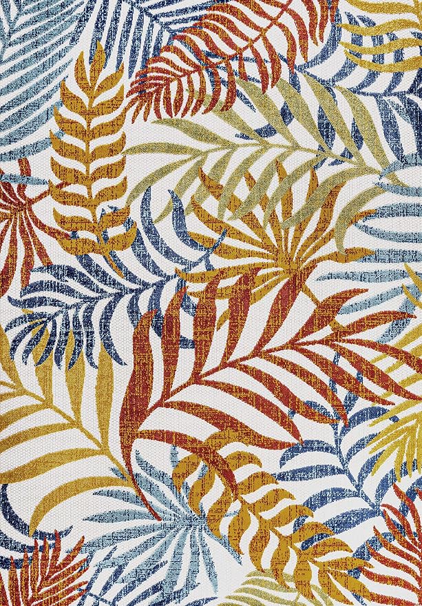 JONATHAN Y Tropics Palm Leaves Indoor Outdoor Area Rug 4X6 Cream/Orange | Ships Rolled, Durable Flat Weave, Lays Flat for Backyard, Patio, Porch, Easy-Cleaning, High Traffic,Pet-Friendly,Non-Shedding